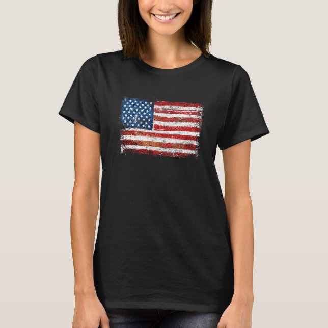 Beängstigende amerikanische Flagge Patriotic Ameri T-Shirt (Vorderseite)