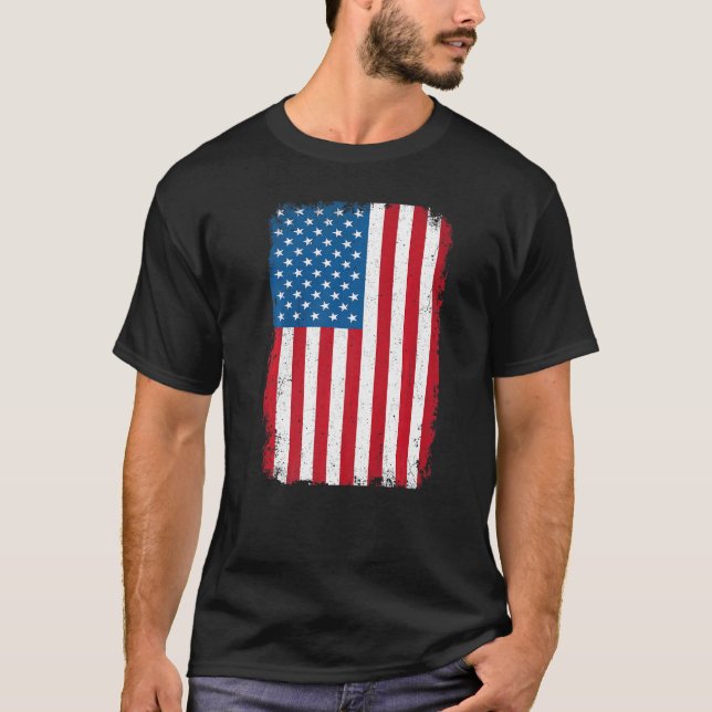 Beängstigende amerikanische Flagge Patriotic Ameri T-Shirt (Vorderseite)