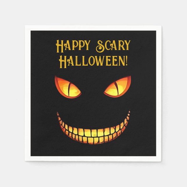 Beängstigende Augen und Crazy Smile Halloween Serviette (Vorderseite)