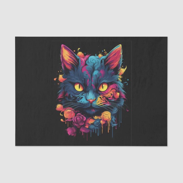 Beängstigende Black Cat Halloween-Dekoupage Seidenpapier (Vorderseite)