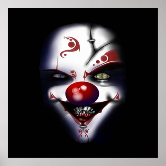 beängstigende böse Clown-Halloween-Party-Plakat AB Poster (Vorne)