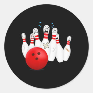 Beängstigende Bowling Buttone. Funny Bowling Gift Runder Aufkleber