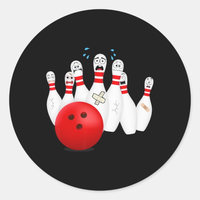 Beängstigende Bowling Buttone. Funny Bowling Gift Runder Aufkleber (Vorderseite)