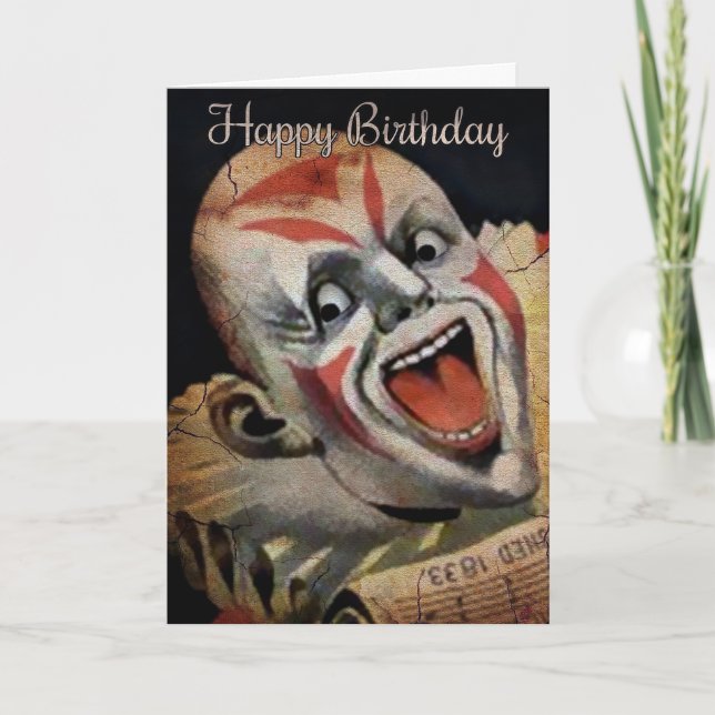 Beängstigende Clown-Geburtstagskarte Feiertagskarte (Vorderseite)