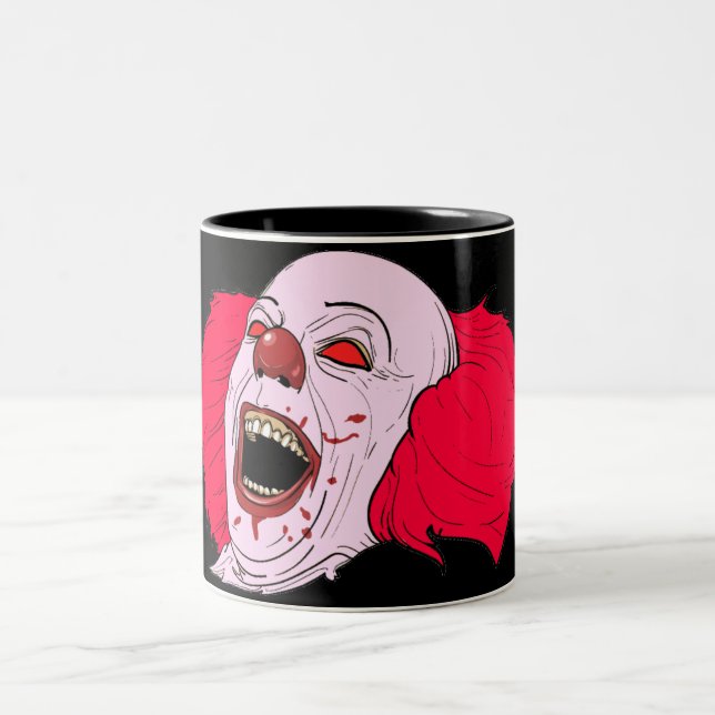 beängstigende Clown-Tasse Zweifarbige Tasse (Mittel)