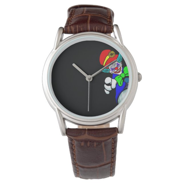 Beängstigende Clownbeobachtung Armbanduhr (Vorderseite)