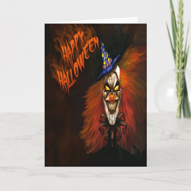Beängstigende Clownkarte Halloween Karte (Vorderseite)