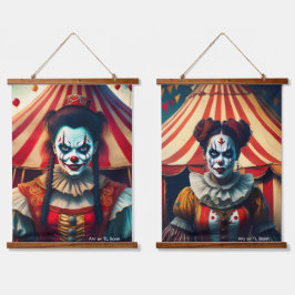 Beängstigende Clowns Scroll Set Wandteppich Mit Holzrahmen