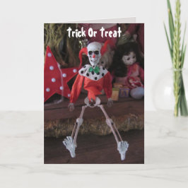 Beängstigende Clownskeleton-Puppenkarte Feiertagskarte