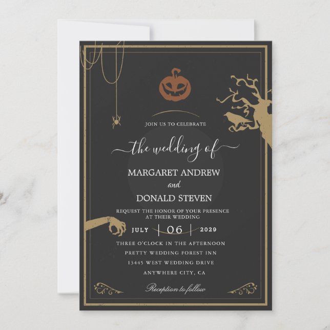 beängstigende Einladungen zur Halloween-Hochzeit (Vorderseite)