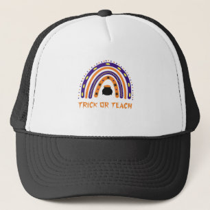 Beängstigende Farbenfrohe Rainbow Halloween Lehrer Truckerkappe