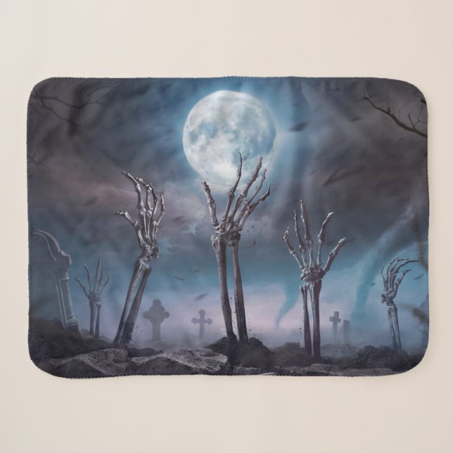 Beängstigende Friedhofshandschuhe, die MondHallowe Sherpadecke (Vorderseite (Horizontal))