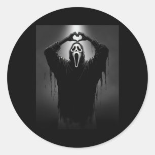 Beängstigende Gesichtshaut Horror Ghost Herz Hände Runder Aufkleber
