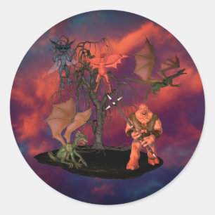 Beängstigende Goblins Kreaturen Ogre Halloween  Runder Aufkleber