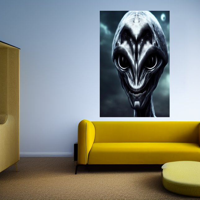 Beängstigende graue Alien | AI Art Poster (Von Creator hochgeladen)