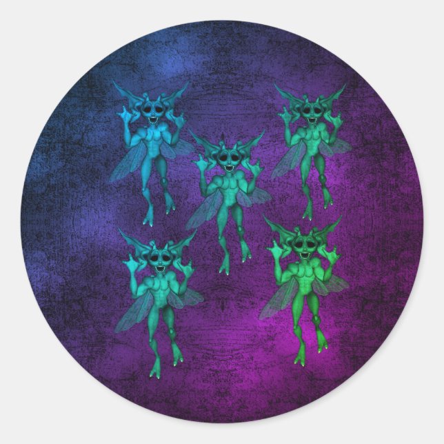 Beängstigende Gremlin-Kreaturen Halloween Runder Aufkleber (Vorderseite)