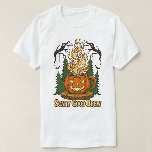 Beängstigende gute Brew Pumpkin-Kaffeehauskunst T-Shirt (Design vorne)