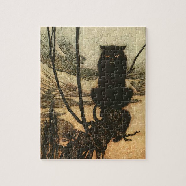 Beängstigende Halloween Black Cat Vintag Rackham (Vertikal)