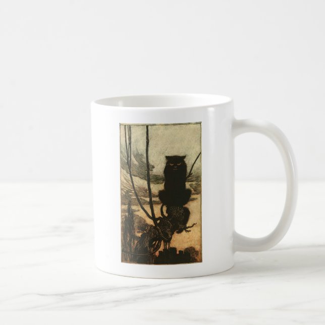 Beängstigende Halloween Black Cat Vintag Rackham Kaffeetasse (Rechts)