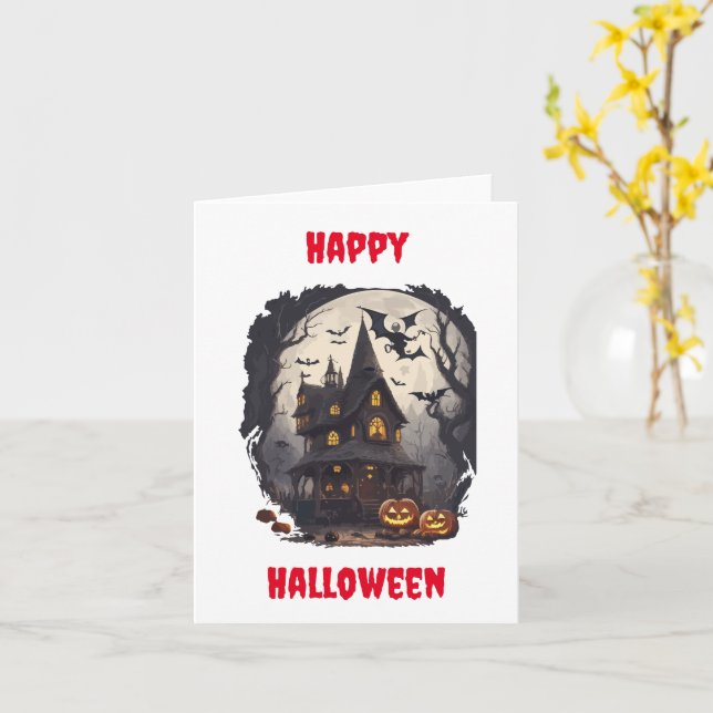 Beängstigende Halloween Design Grußkarte Karte (Gelbe Blume)