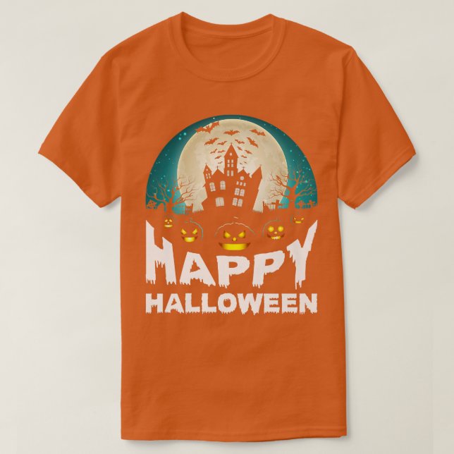 Beängstigende Halloween-Designbraun in Gravur T-Shirt (Design vorne)