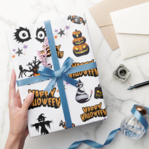 beängstigende Halloween Eyes Pumpkin Cat Geschenkpapier