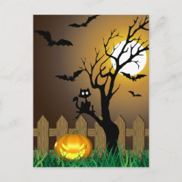 Beängstigende Halloween-Gartenlandschaft Postkarte
