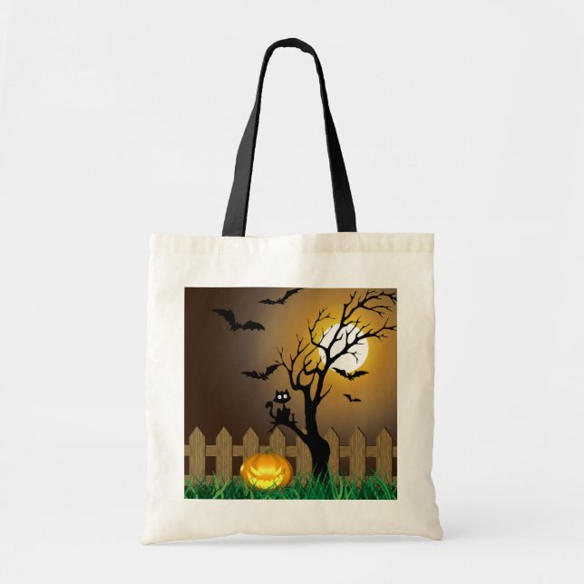 Beängstigende Halloween-Gartenlandschaft Tragetasche (Vorne)