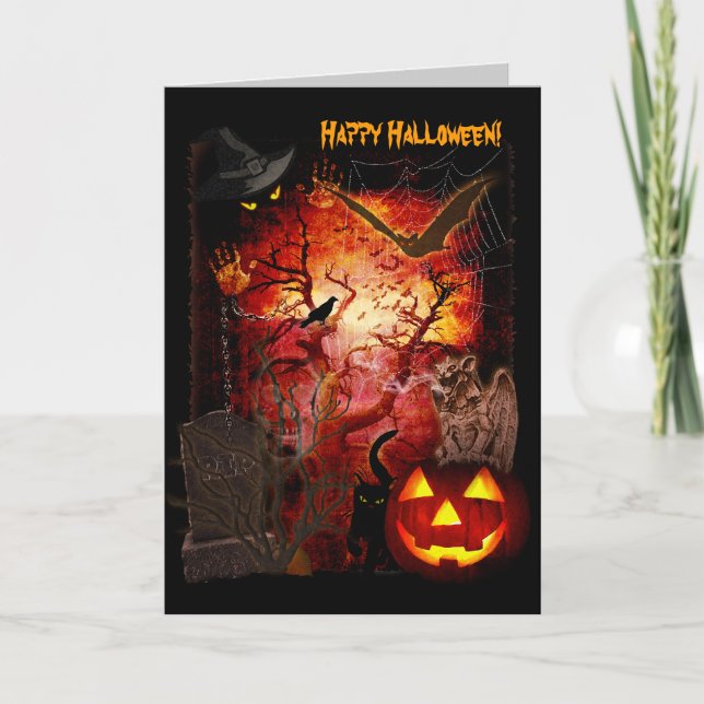 Beängstigende Halloween-Grußkarte Karte (Vorderseite)
