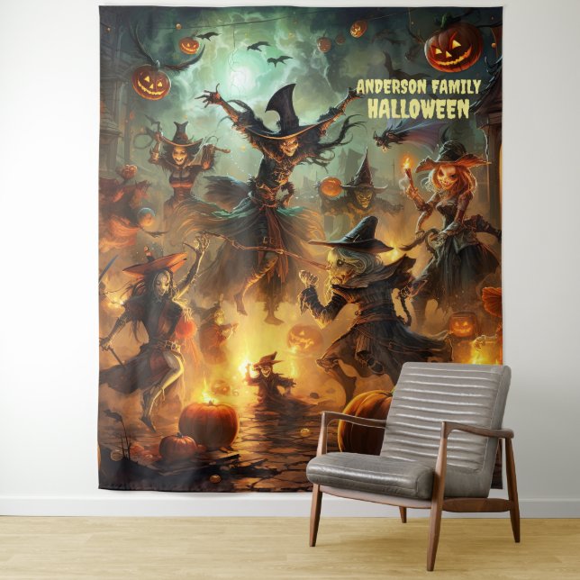Beängstigende Halloween-Hexen Wandteppich (Beispiel)