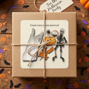 Beängstigende Halloween-Kreaturen Quadratischer Aufkleber