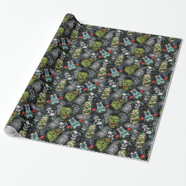 Beängstigende Halloween Monster Zombies Vampires M Geschenkpapier