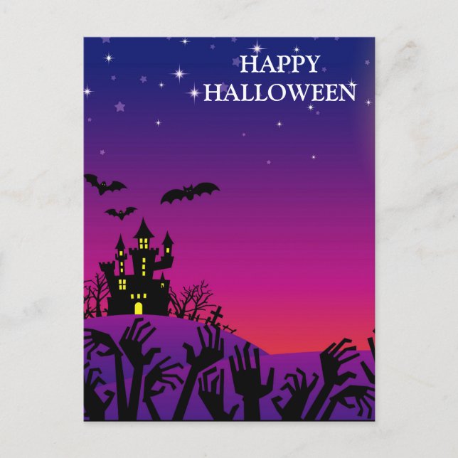 Beängstigende Halloween-Nacht mit den Hexenmeister Postkarte (Vorderseite)