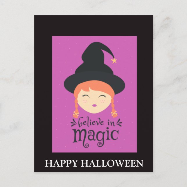 Beängstigende Halloween-Nacht mit Hexenfeind-Party Postkarte (Vorderseite)