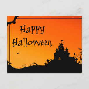 Beängstigende Halloween-Nacht mit Owls-Postkarte Postkarte