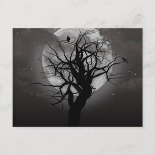 Beängstigende Halloween-Nacht mit Raven Crow Postc Postkarte