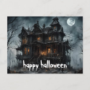 Beängstigende Halloween-Nacht mit Raven Crow Postkarte