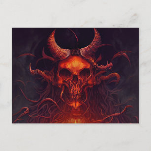 Beängstigende Halloween-Nacht mit Raven Skull-Post Postkarte