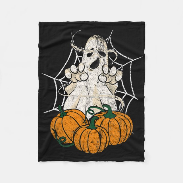Beängstigende Halloween Night Pumpkin Ghoul Spider Fleecedecke (Vorderseite)