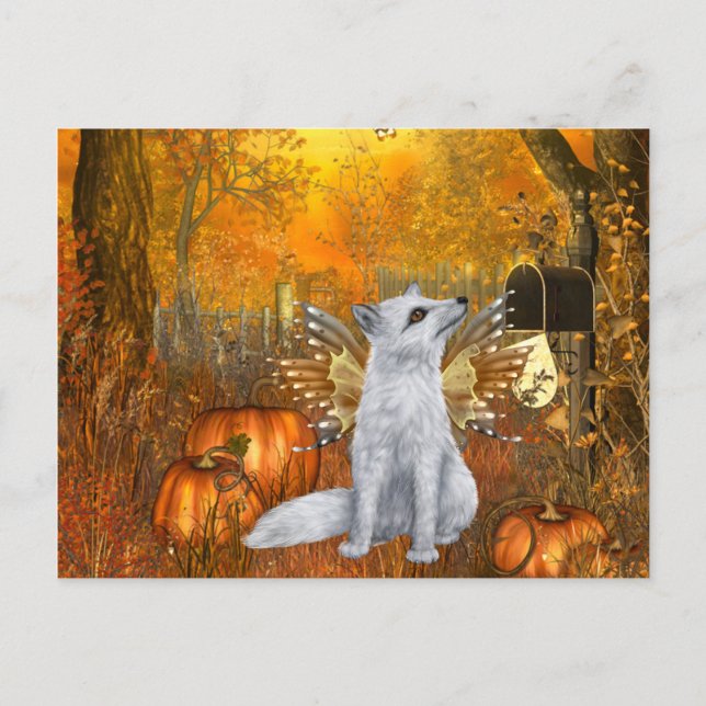 Beängstigende Halloween Postkarte mit Fairy Fox (Vorderseite)