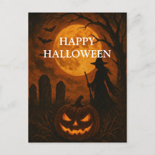 Beängstigende Halloween Pumpkin Hexe Beängstigende Postkarte