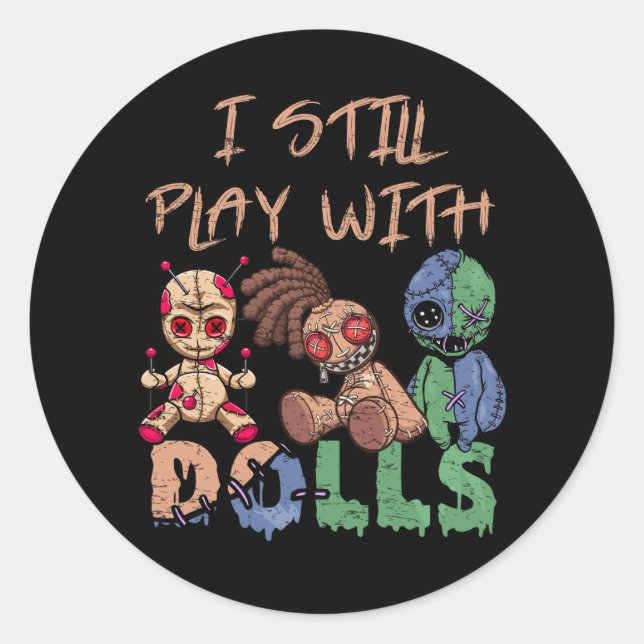 Beängstigende Hexe stiil spiele mit Voodoo Doll Fu Runder Aufkleber (Vorderseite)