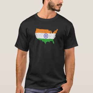 Beängstigende indische Flagge in der US-Karte Indi T-Shirt