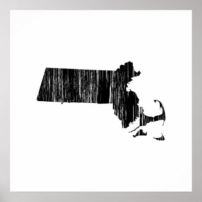 Beängstigende Kontur von Massachusetts Staat Poster (Vorne)