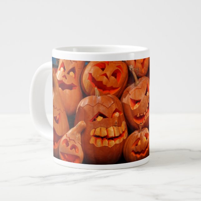 Beängstigende Kürbislaterne Halloween Pumpkins 2 Jumbo-Tasse (Vorderseite Links)
