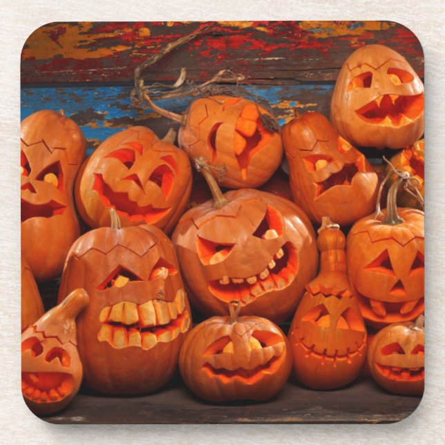 Beängstigende Kürbislaterne Halloween Pumpkins 2 Untersetzer (Vorderseite)