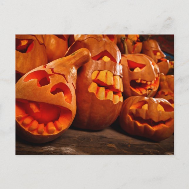 Beängstigende Kürbislaterne Halloween Pumpkins Postkarte (Vorderseite)
