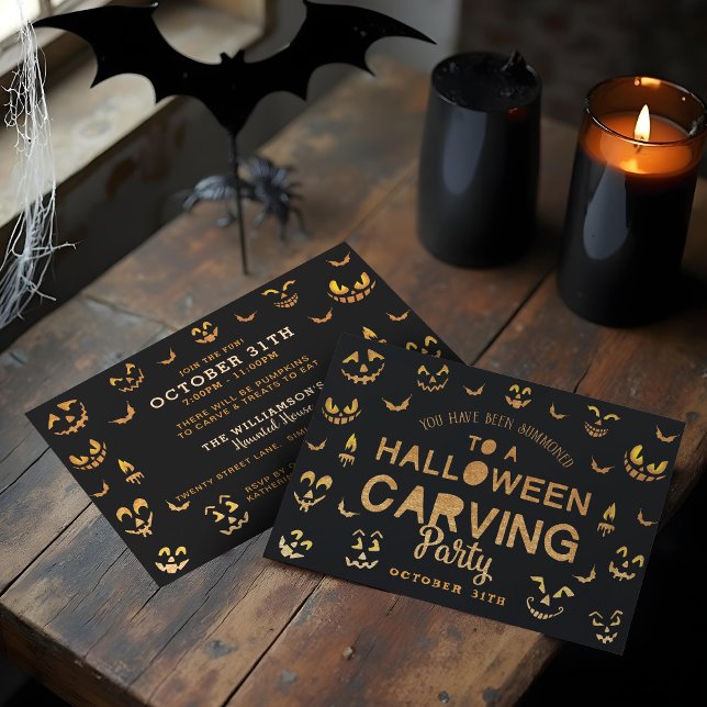 Beängstigende Kürbislaterne Pumpkin Halloween Carv Einladung (Scary Jack O Lantern Pumpkin Halloween Carving Invitation)