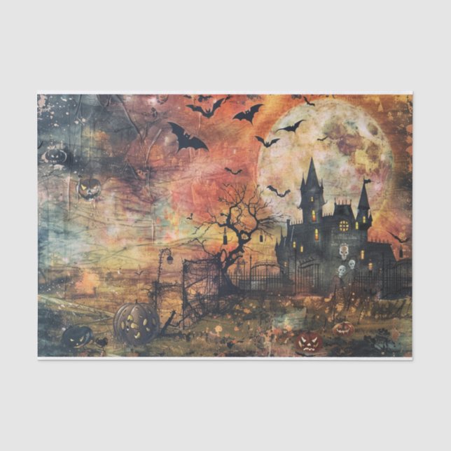 Beängstigende Kürbislaterne Vollmond Halloween Dek Seidenpapier (Vorderseite)