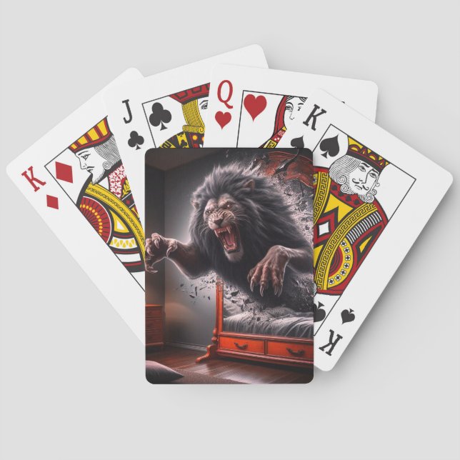 Beängstigende Lion Spielkarten (Rückseite)